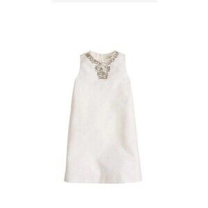 J. J Crew Crewcuts Girls Gracen Ivory Rhinestone Dress cotton cady Lined SZ 10